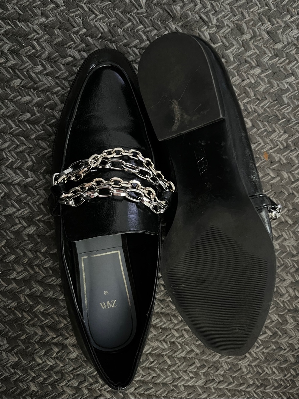 Zara Multi Chain Detail Loafers 38 - Picture 5 of 9